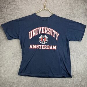 B&C University of Amsterdam Holland T-Shirt Mens XL Navy Blue Short Sleeve Tee